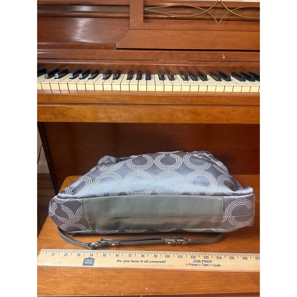 Coach Gray Op Art Signature Satchel Shoulder Bag F1259 F20019 - Picture 8 of 9